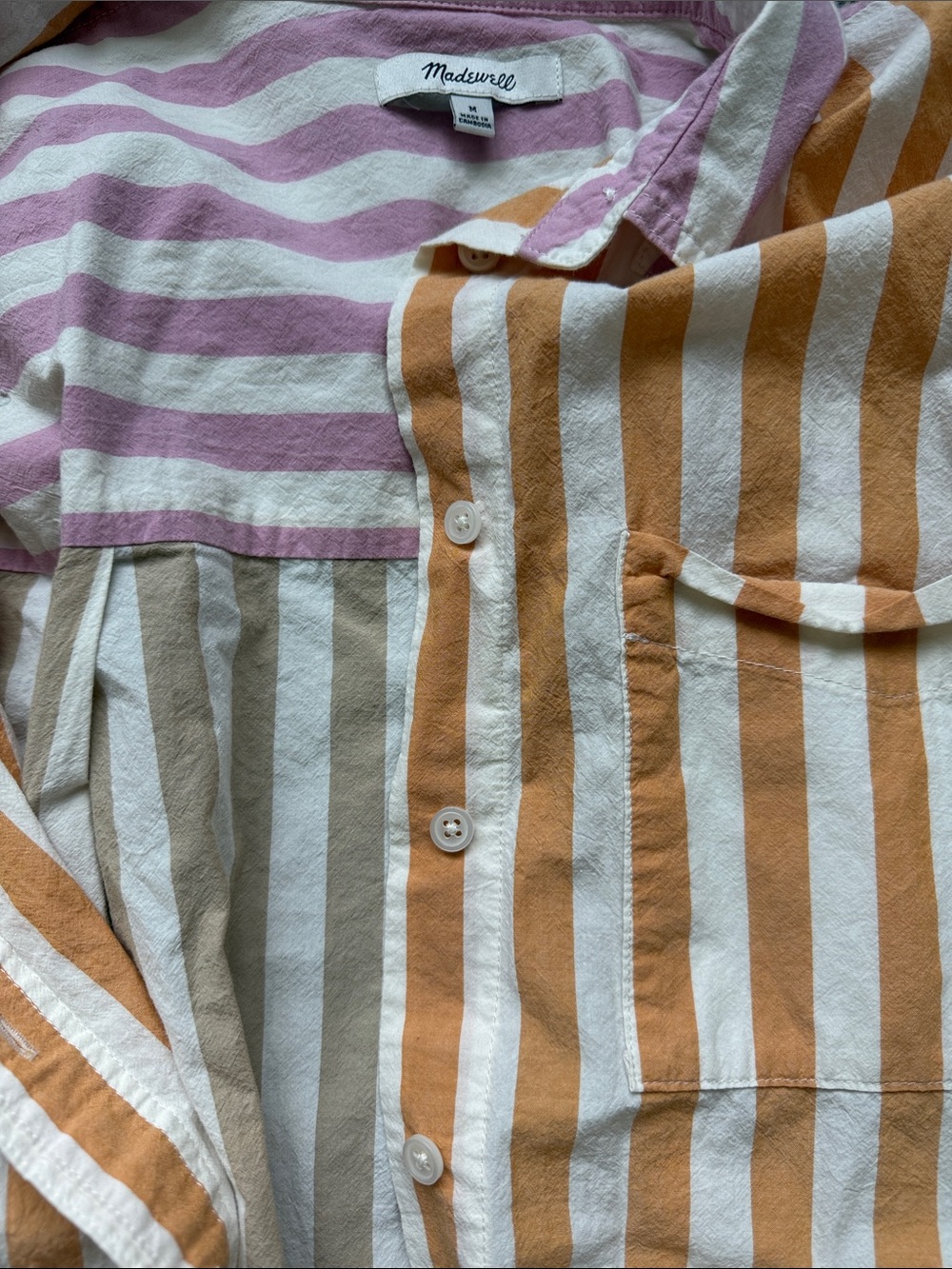 Madewell Striped Button-Down Shirt - orange & cream - Picture 3 of 4